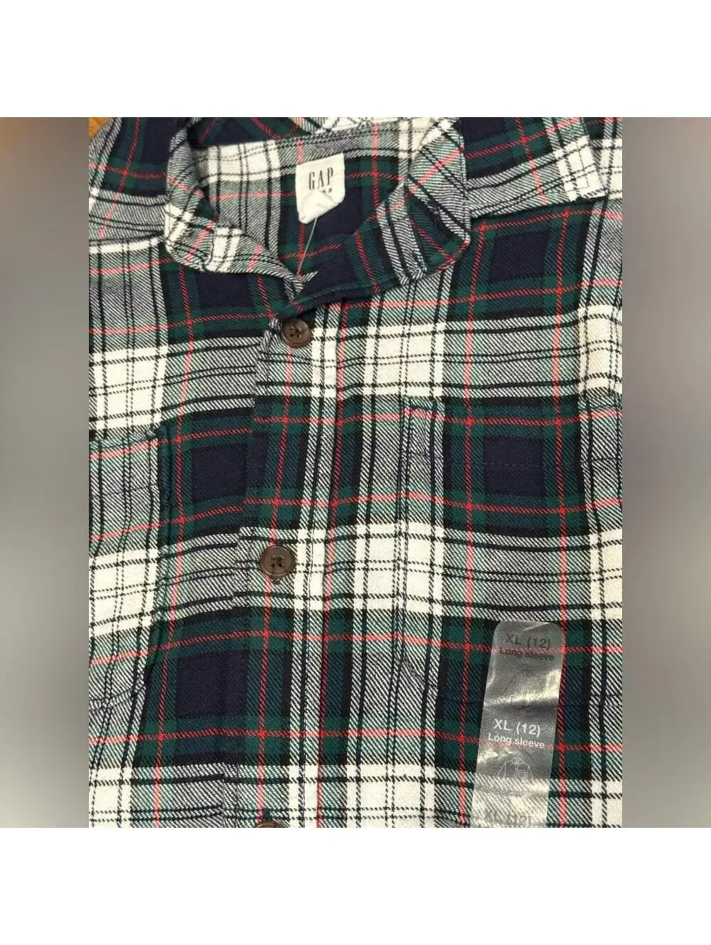 2 GAP Kids Boys 12 / XL Flannel Plaid Shirts Long Sleeve NWT & like new